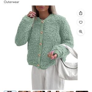 Women's Pretty Garden Green Teddy Jacket